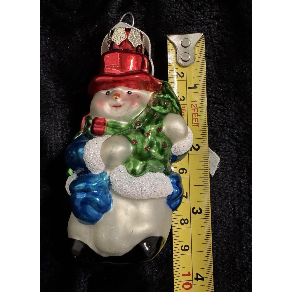 Vintage Christmas Glass Ornament Snowman 3.5" Tall Traditional Holiday - Picture 7 of 7